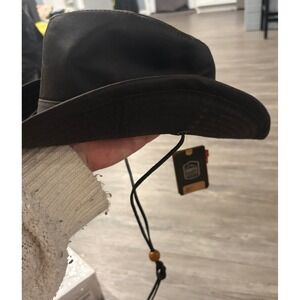 Dorfman Pacific Outdoor Packable UPF 50 Sun Hat Brown Leather Cowboy Style‎
